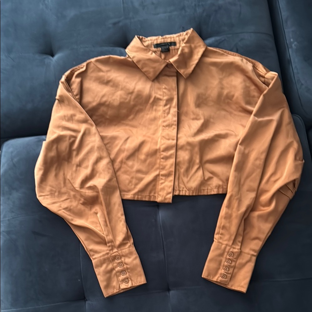 Women's Orange Cropped Shirt